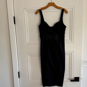 bebe Black Midi Dress with Belted Detail